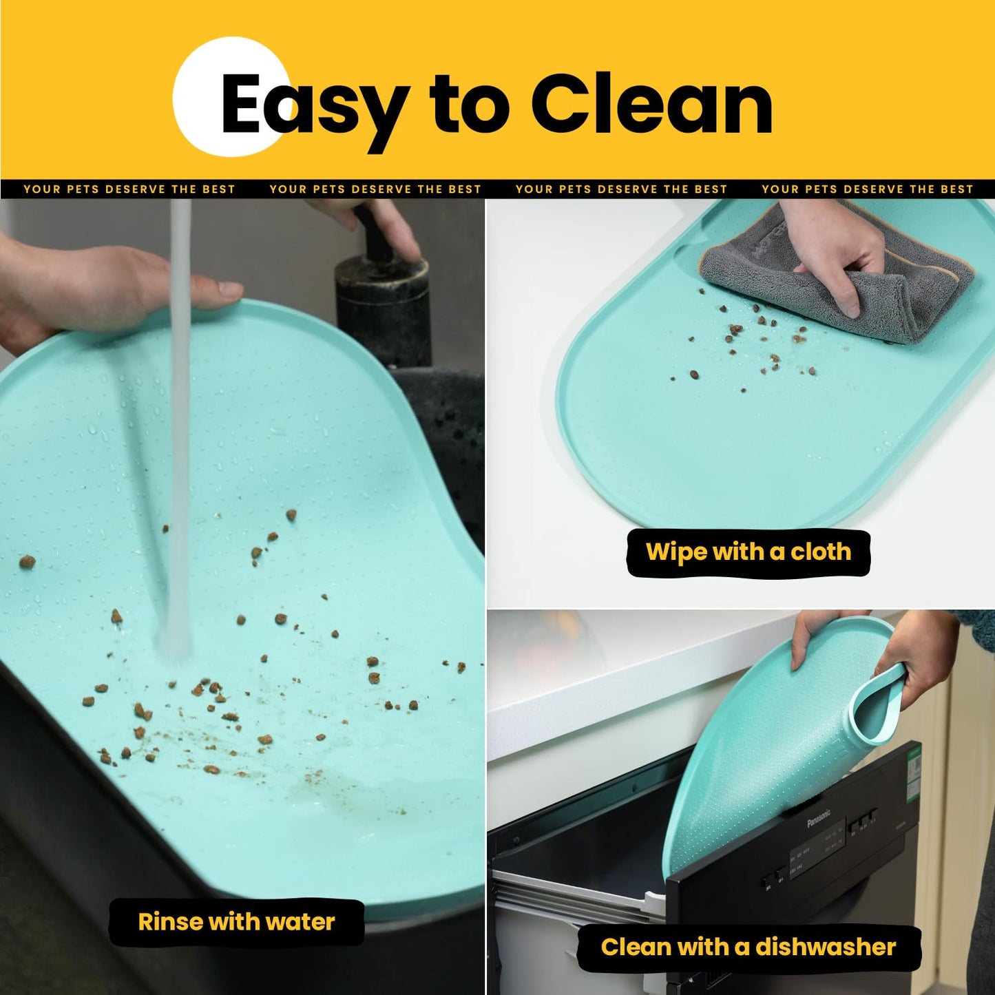 Silicone Pet Feeding Mat with ½" Raised Edge – 24" x 16"
