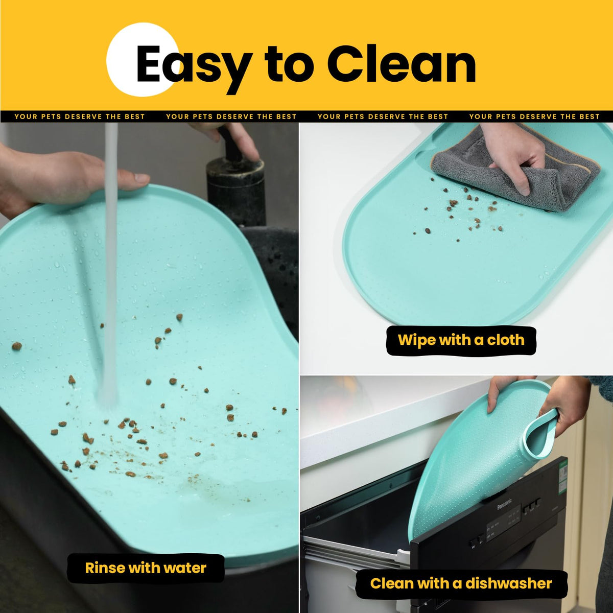 Silicone Pet Feeding Mat with ½" Raised Edge – 32" x 20"