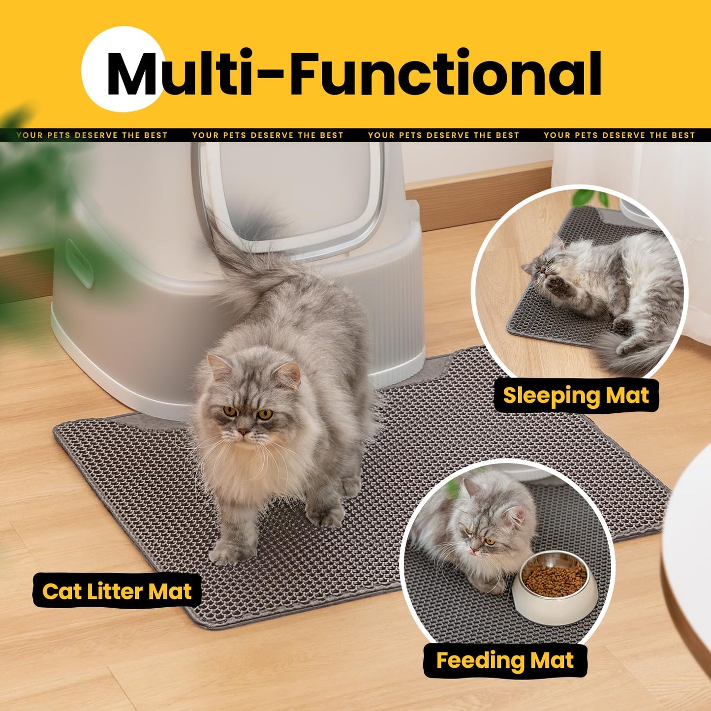 Concave Honeycomb Cat Litter Trapping Mat – Large, 25" x 15"