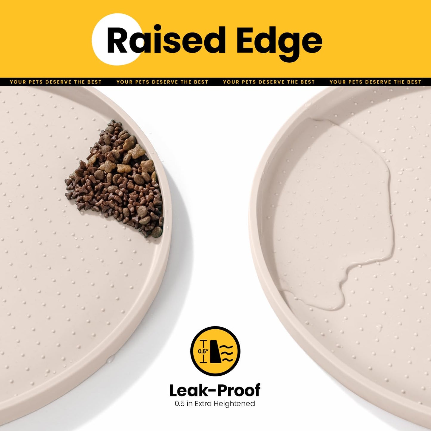 Silicone Pet Feeding Mat with ½" Raised Edge – 19" x 12"