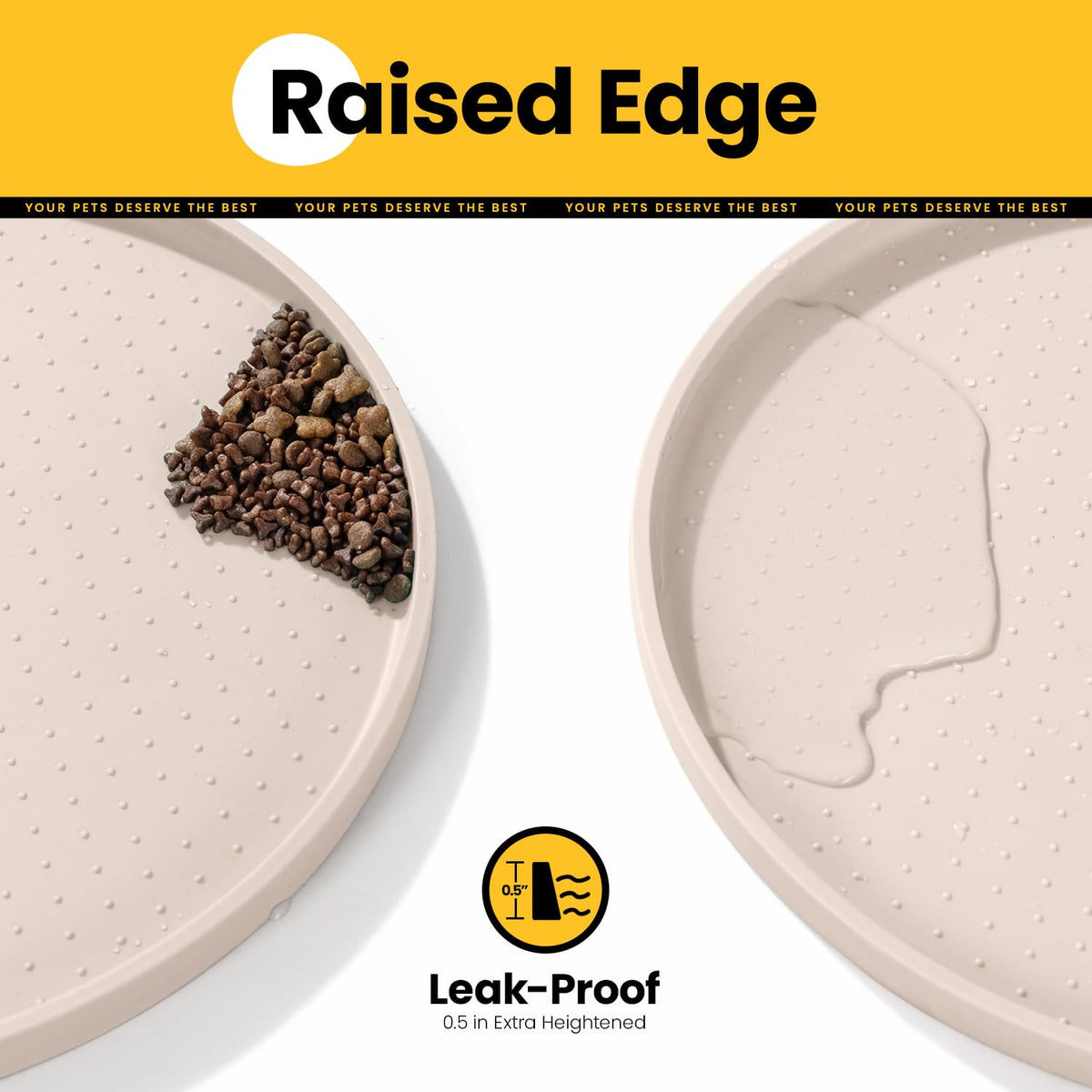 Silicone Pet Feeding Mat with ½" Raised Edge – 32" x 20"