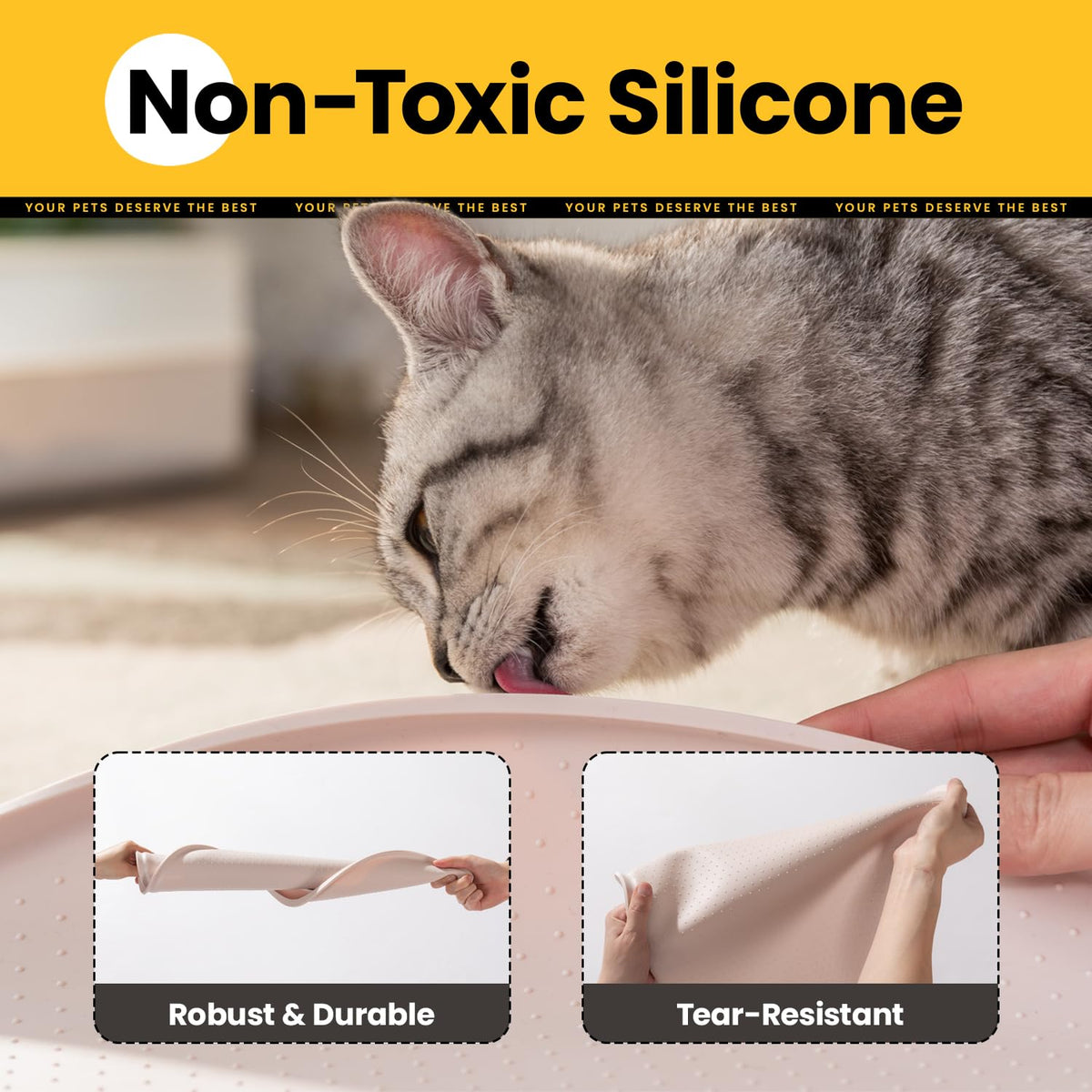 Silicone Pet Feeding Mat with ½" Raised Edge – 19" x 12"