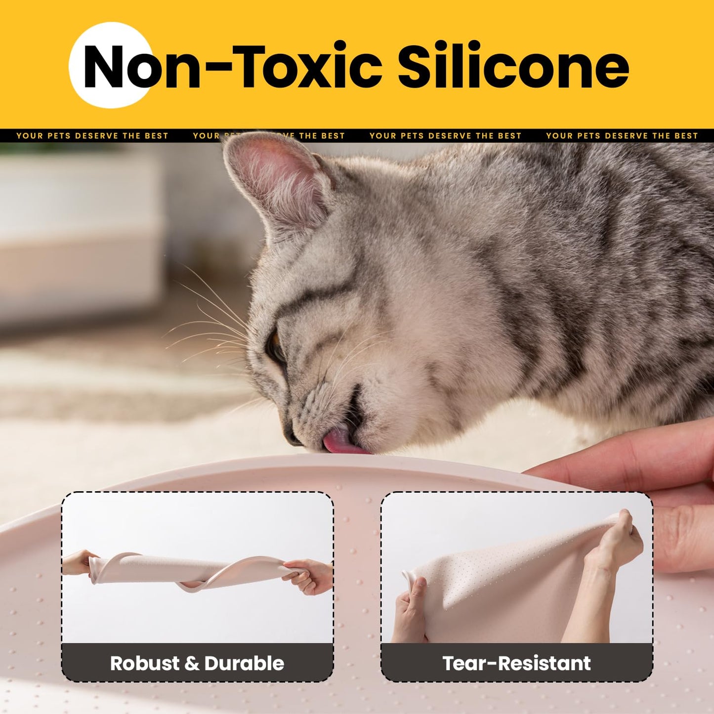 Silicone Pet Feeding Mat with ½" Raised Edge – 32" x 20"