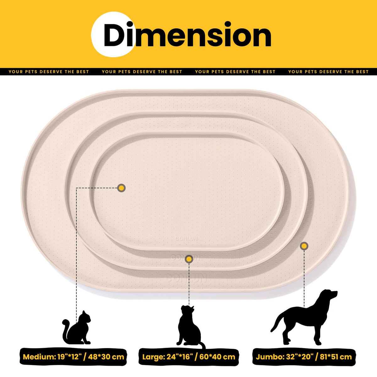 Silicone Pet Feeding Mat with ½" Raised Edge – 32" x 20"