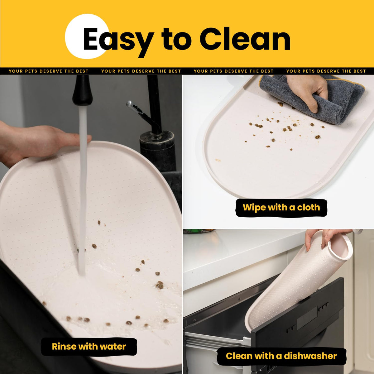 Silicone Pet Feeding Mat with ½" Raised Edge – 19" x 12"