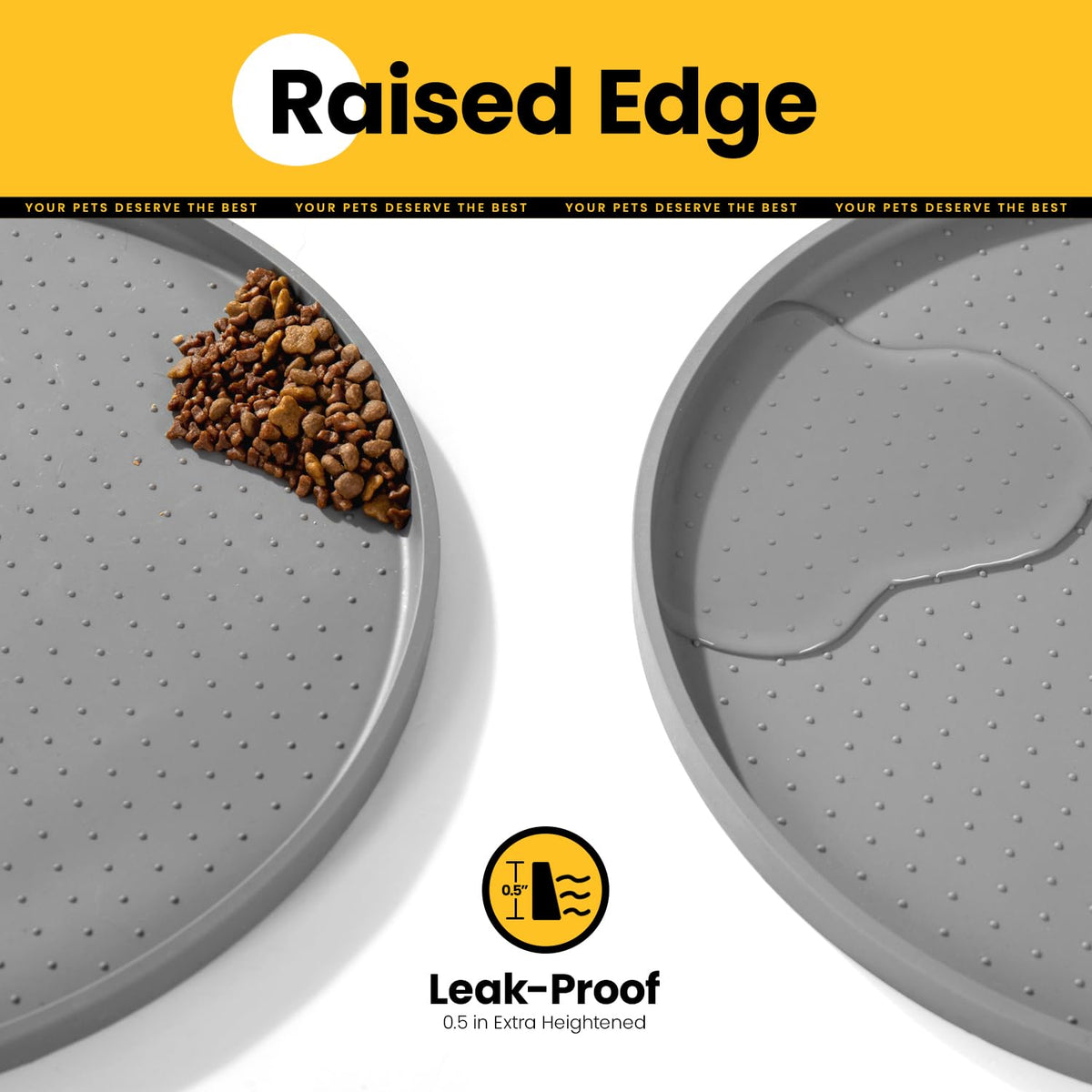 Silicone Pet Feeding Mat with ½" Raised Edge – 19" x 12"