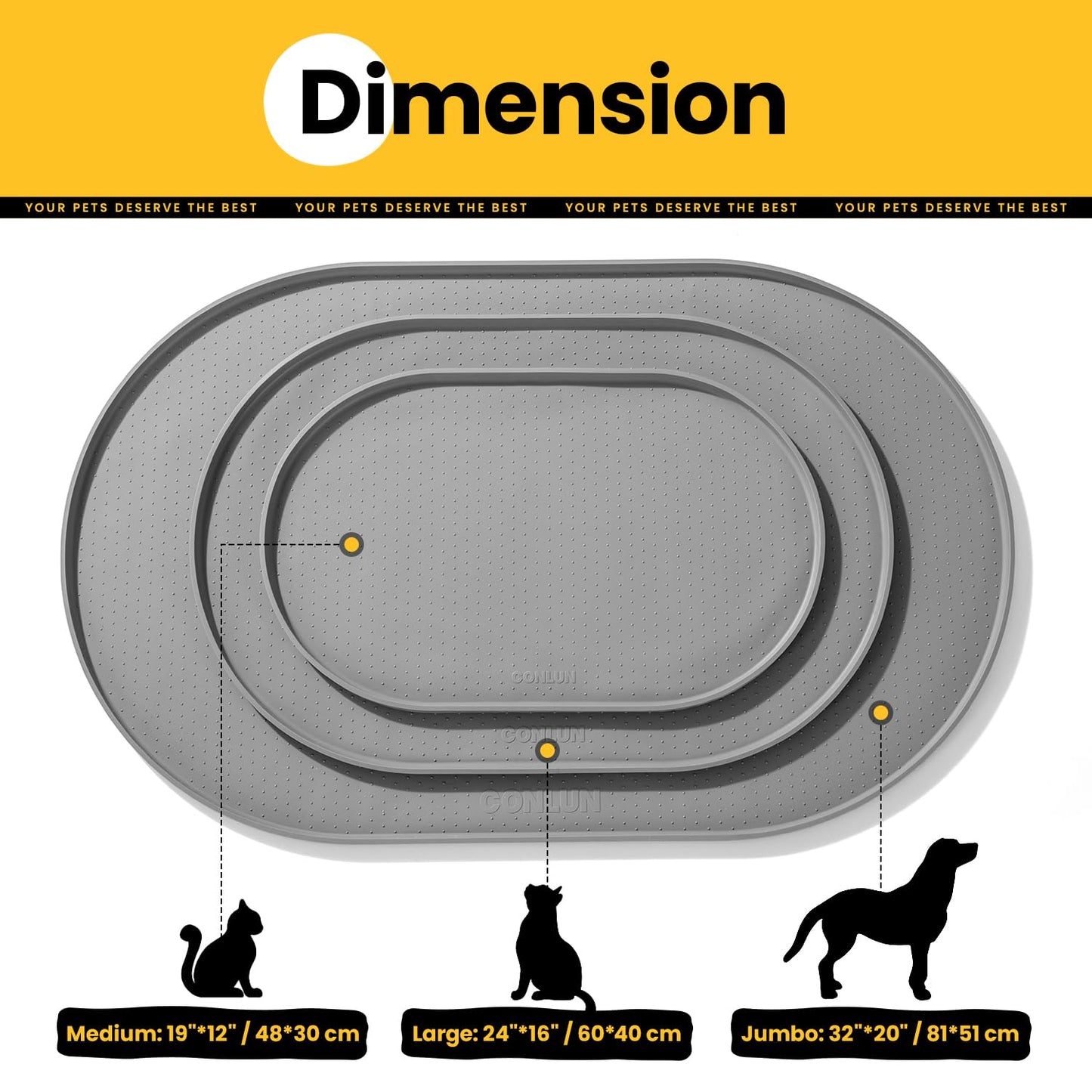 Silicone Pet Feeding Mat with ½" Raised Edge – 32" x 20"