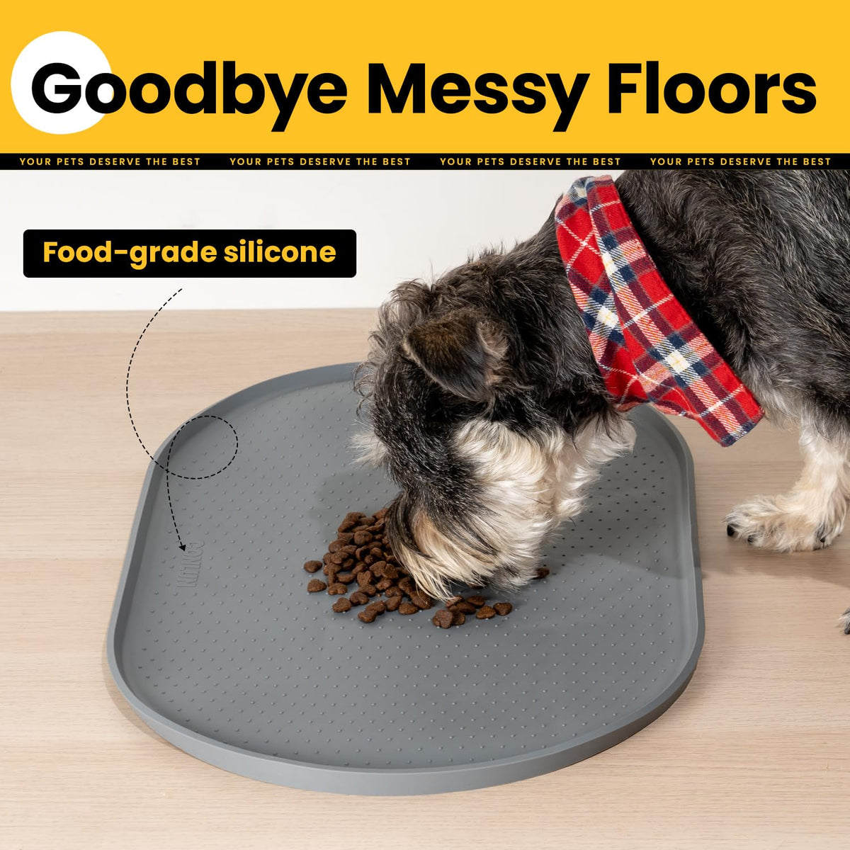 Silicone Pet Feeding Mat with ½" Raised Edge – 19" x 12"