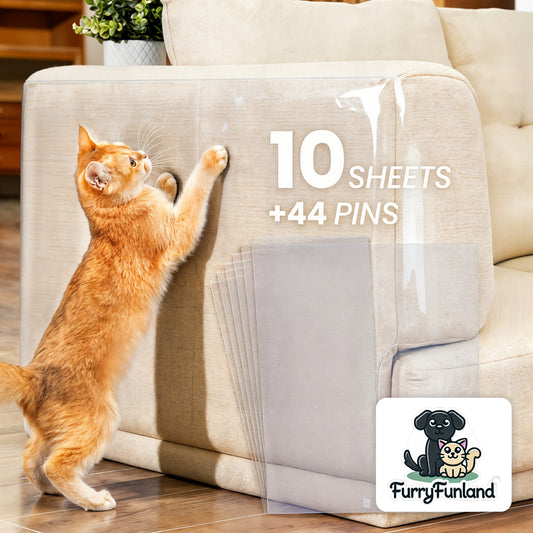 FurryFunLand ochraniacz mebli przed kotem – zestaw 10 arkuszy + 44 pinezki