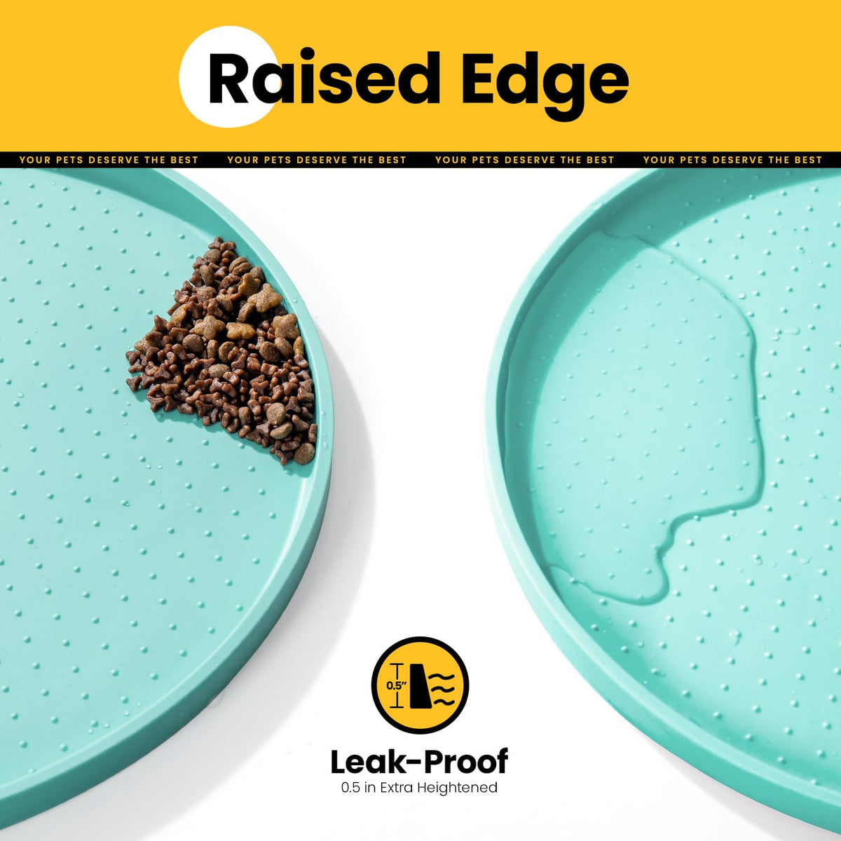 Silicone Pet Feeding Mat with ½" Raised Edge – 19" x 12"