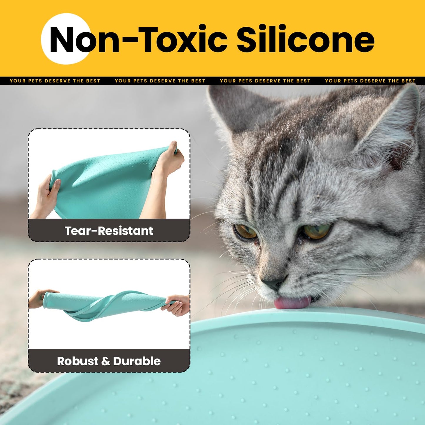 Silicone Pet Feeding Mat with ½" Raised Edge – 24" x 16"