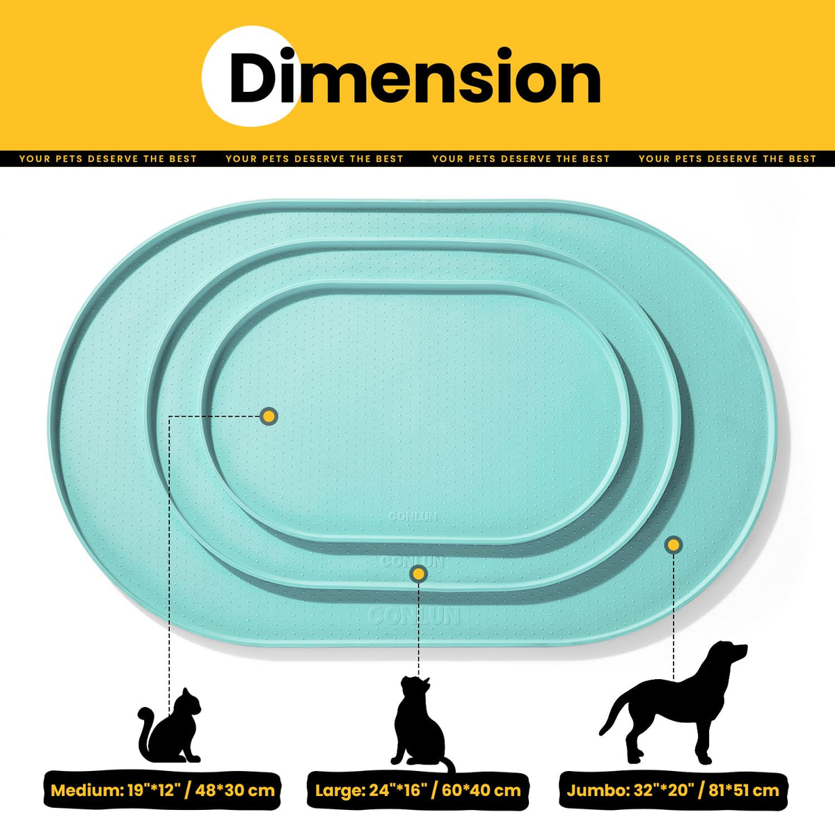 Silicone Pet Feeding Mat with ½" Raised Edge – 24" x 16"