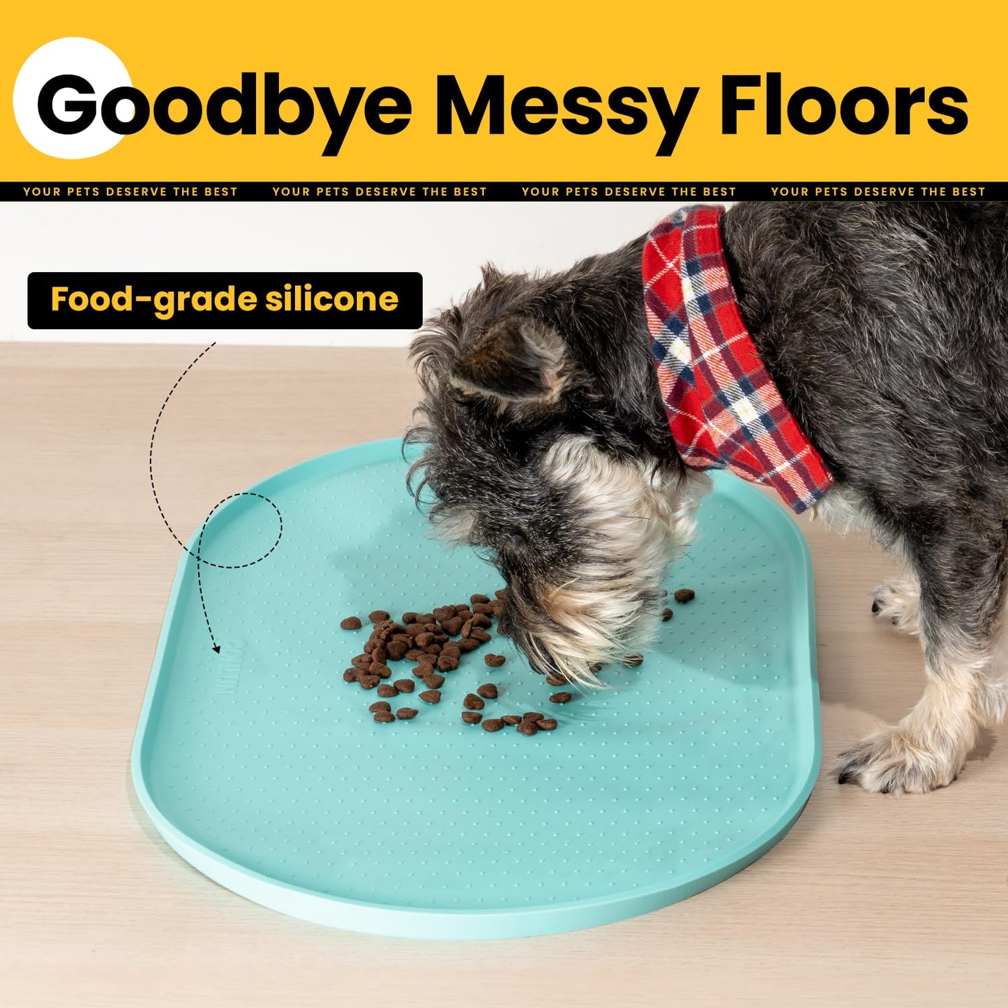Silicone Pet Feeding Mat with ½" Raised Edge – 19" x 12"