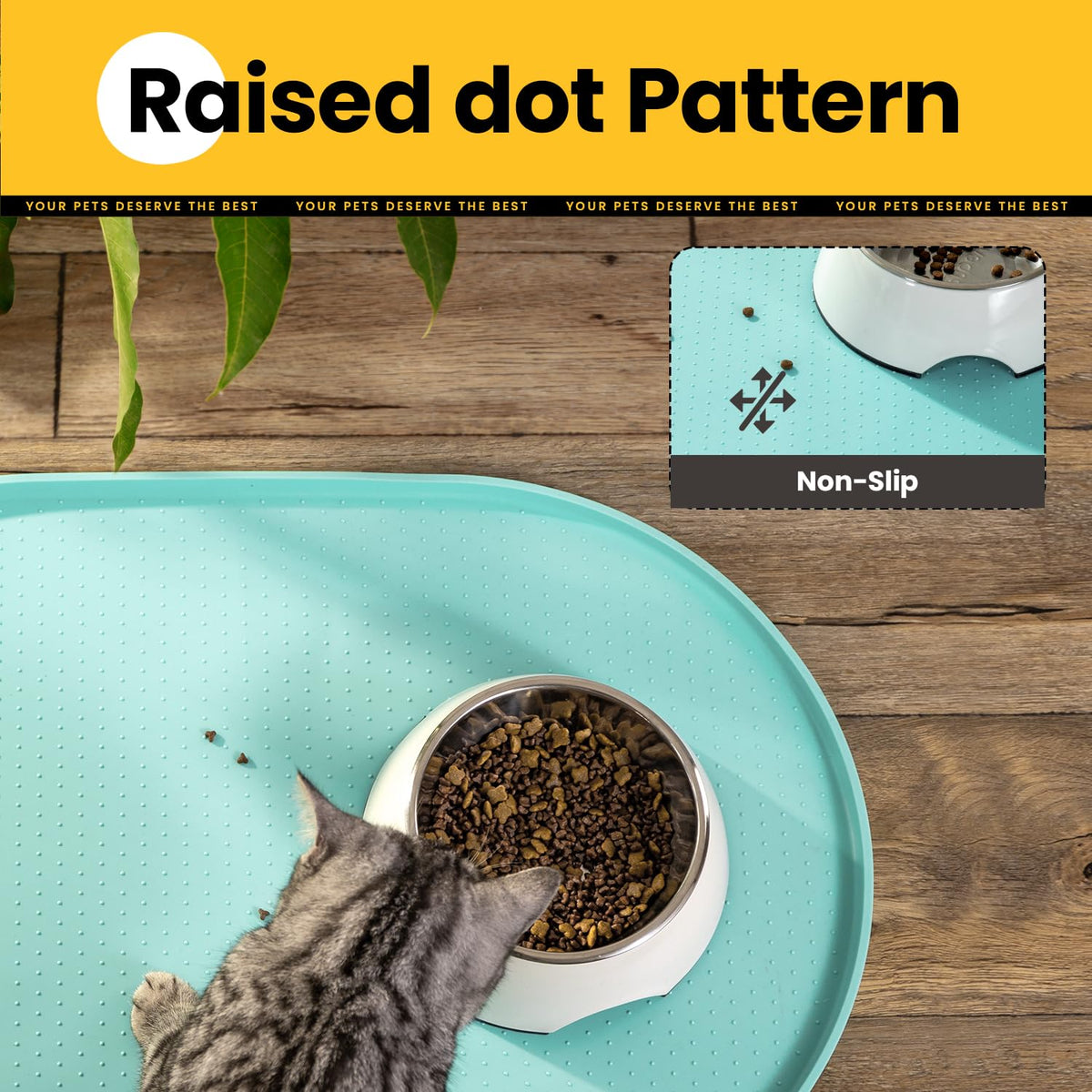 Silicone Pet Feeding Mat with ½" Raised Edge – 19" x 12"