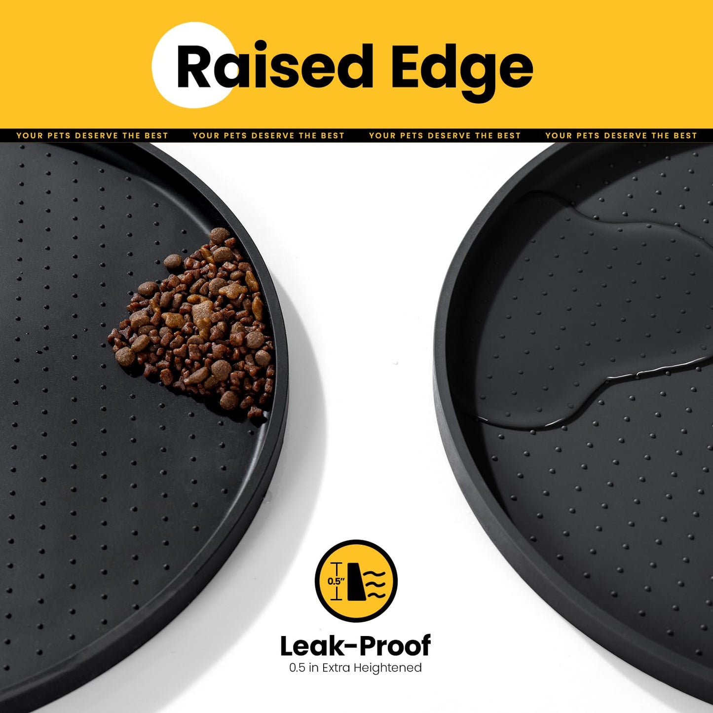 Silicone Pet Feeding Mat with ½" Raised Edge – 32" x 20"