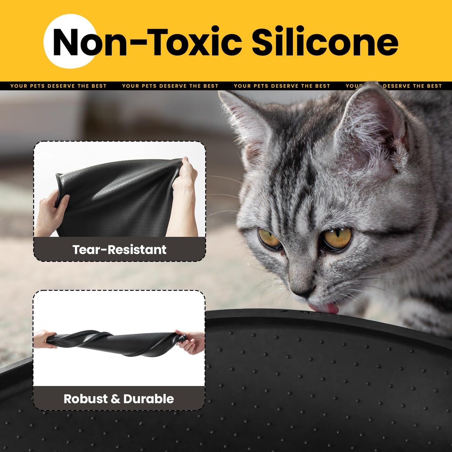 Silicone Pet Feeding Mat with ½" Raised Edge – 24" x 16"