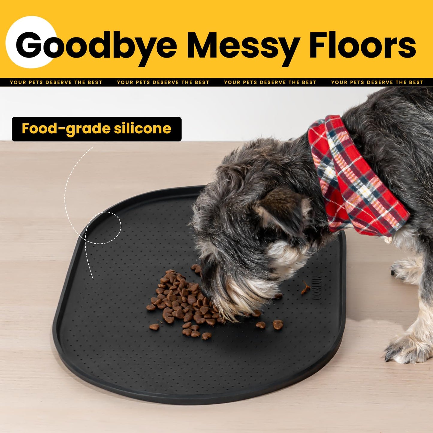 Silicone Pet Feeding Mat with ½" Raised Edge – 19" x 12"