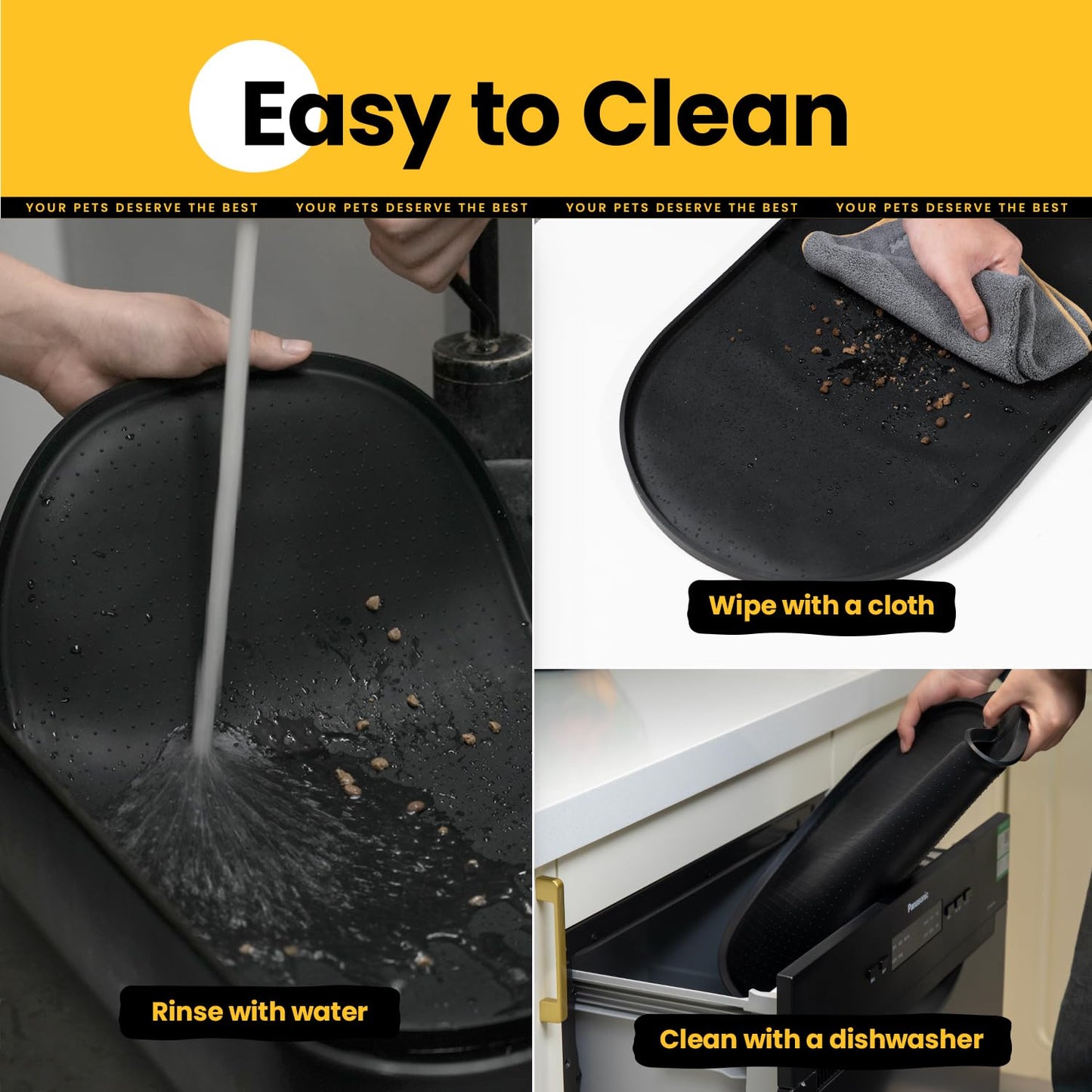 Silicone Pet Feeding Mat with ½" Raised Edge – 32" x 20"