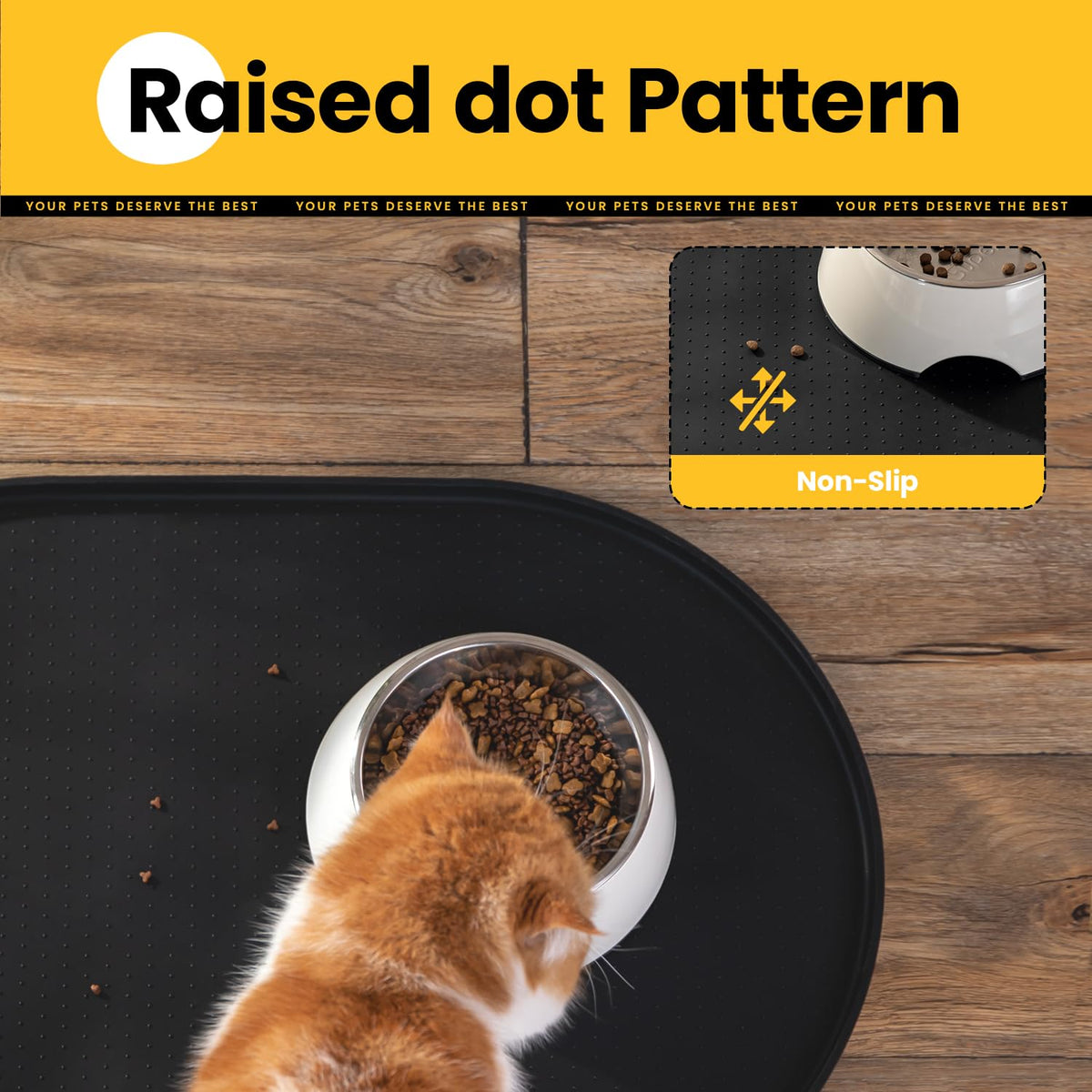 Silicone Pet Feeding Mat with ½" Raised Edge – 24" x 16"