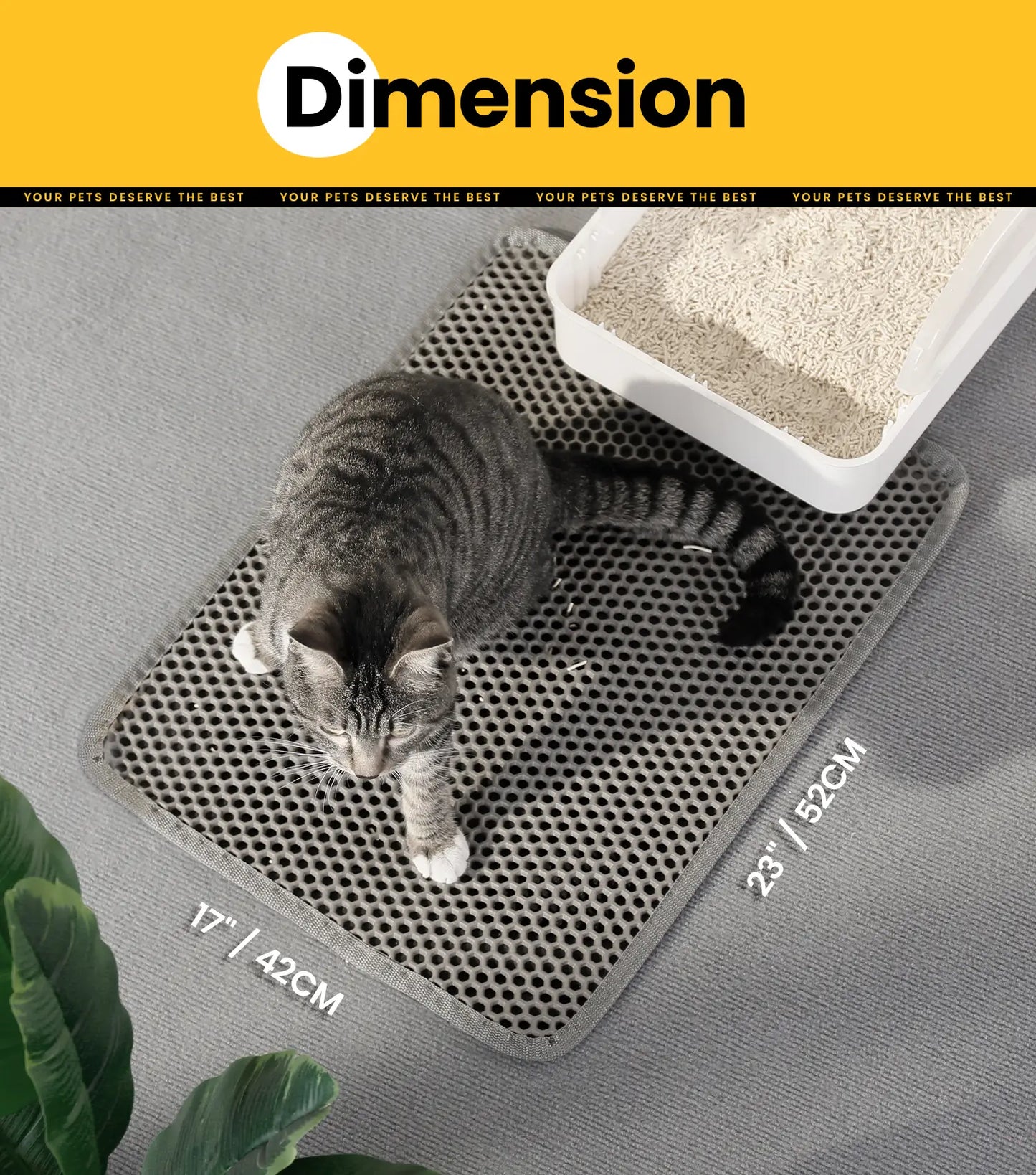 Honeycomb Double-Layer Cat Litter Trapping Mat – 23" x 17"