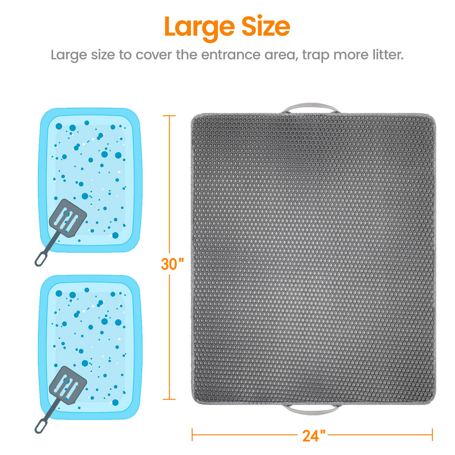 Concave Honeycomb Cat Litter Trapping Mat – Extra Large, 30" x 24"