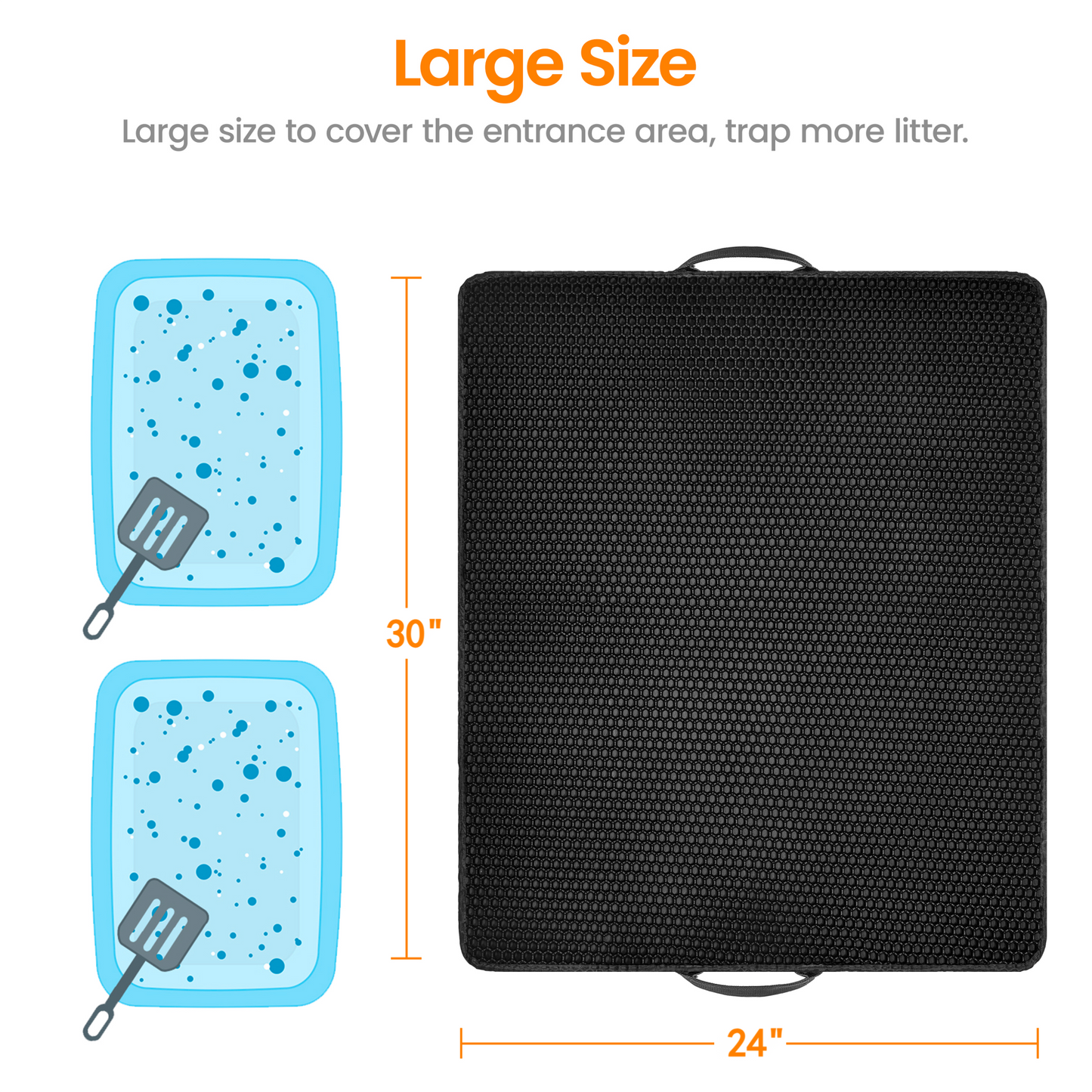 Concave Honeycomb Cat Litter Trapping Mat – Extra Large, 30" x 24"