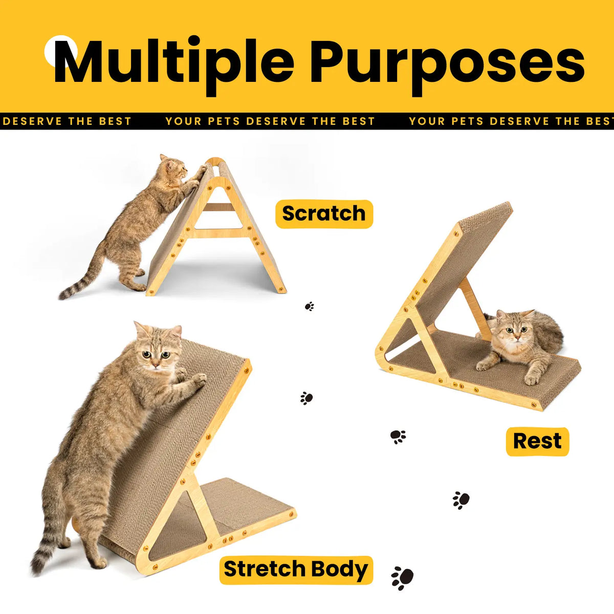 Cardboard Cat Scratcher – A-Frame & L-Shaped, Multiple Sizes