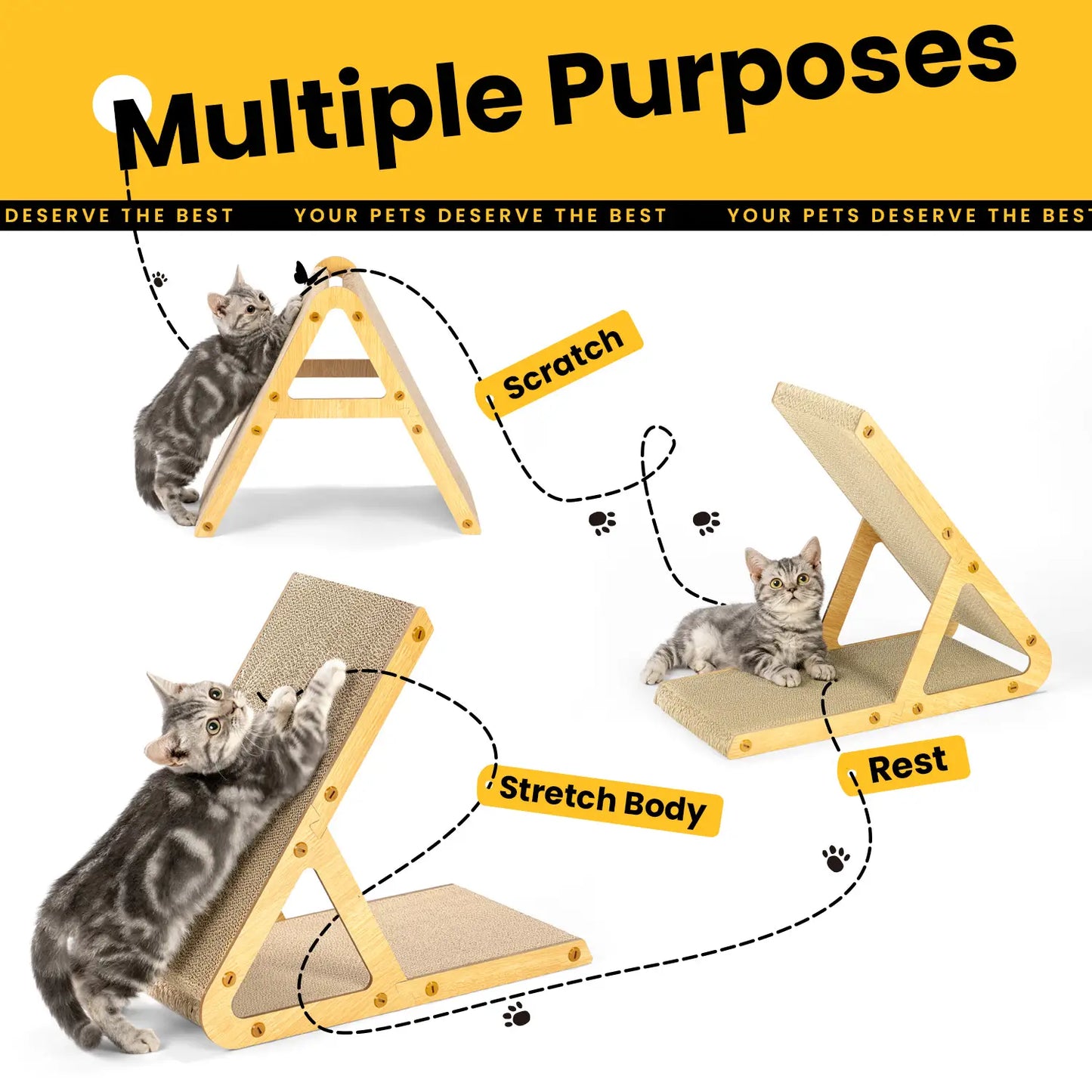 Cardboard Cat Scratcher – A-Frame & L-Shaped, Multiple Sizes