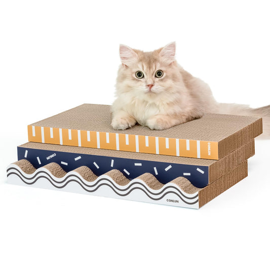 3-in-1 Cat Scratcher Pad Set with Catnip – Wave