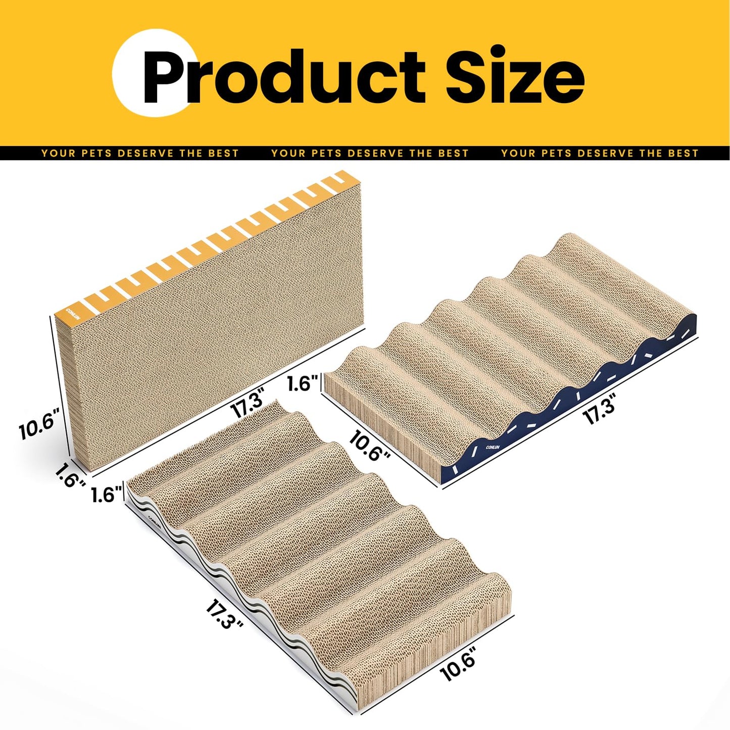 3-in-1 Cat Scratcher Pad Set with Catnip – Wave