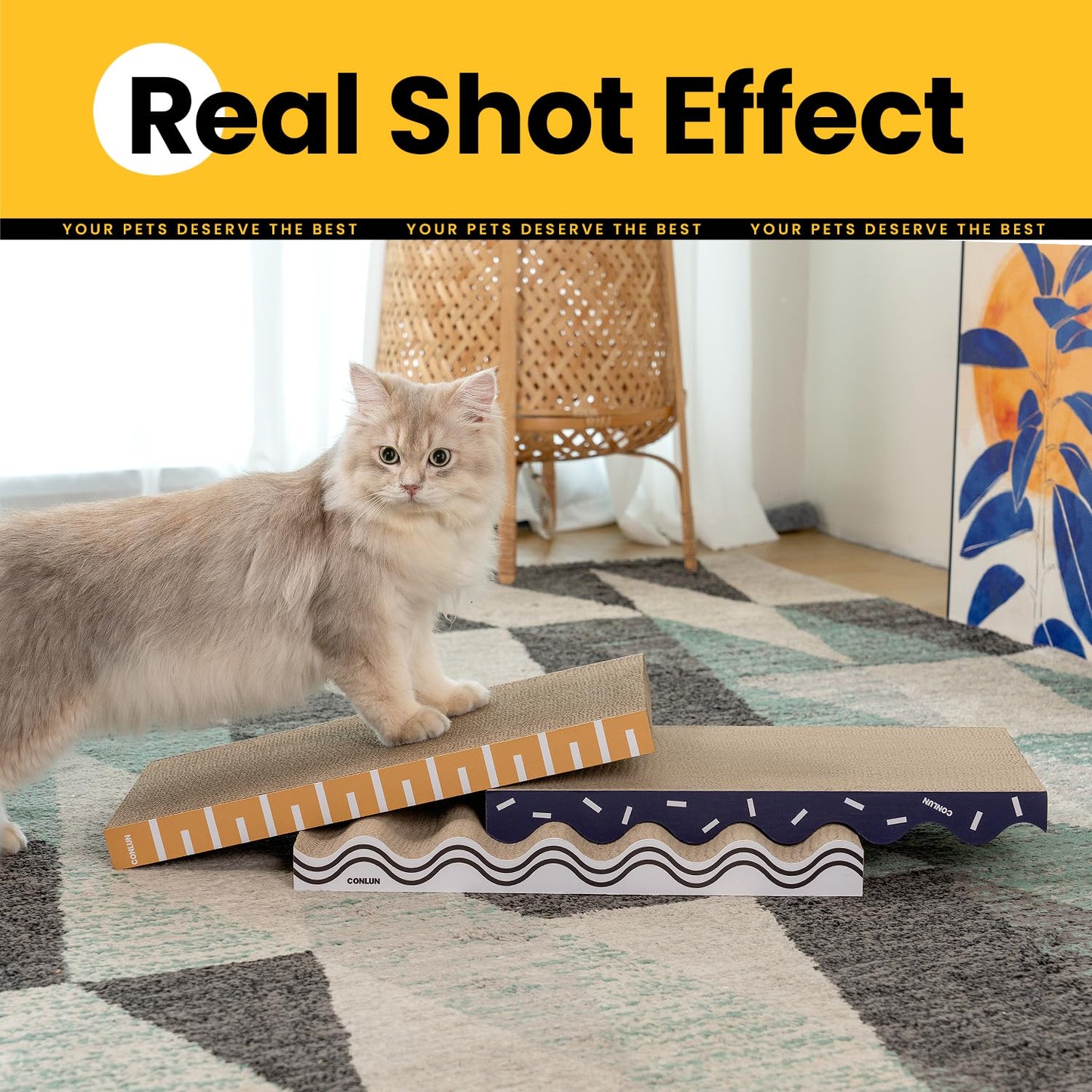 3-in-1 Cat Scratcher Pad Set with Catnip – Wave
