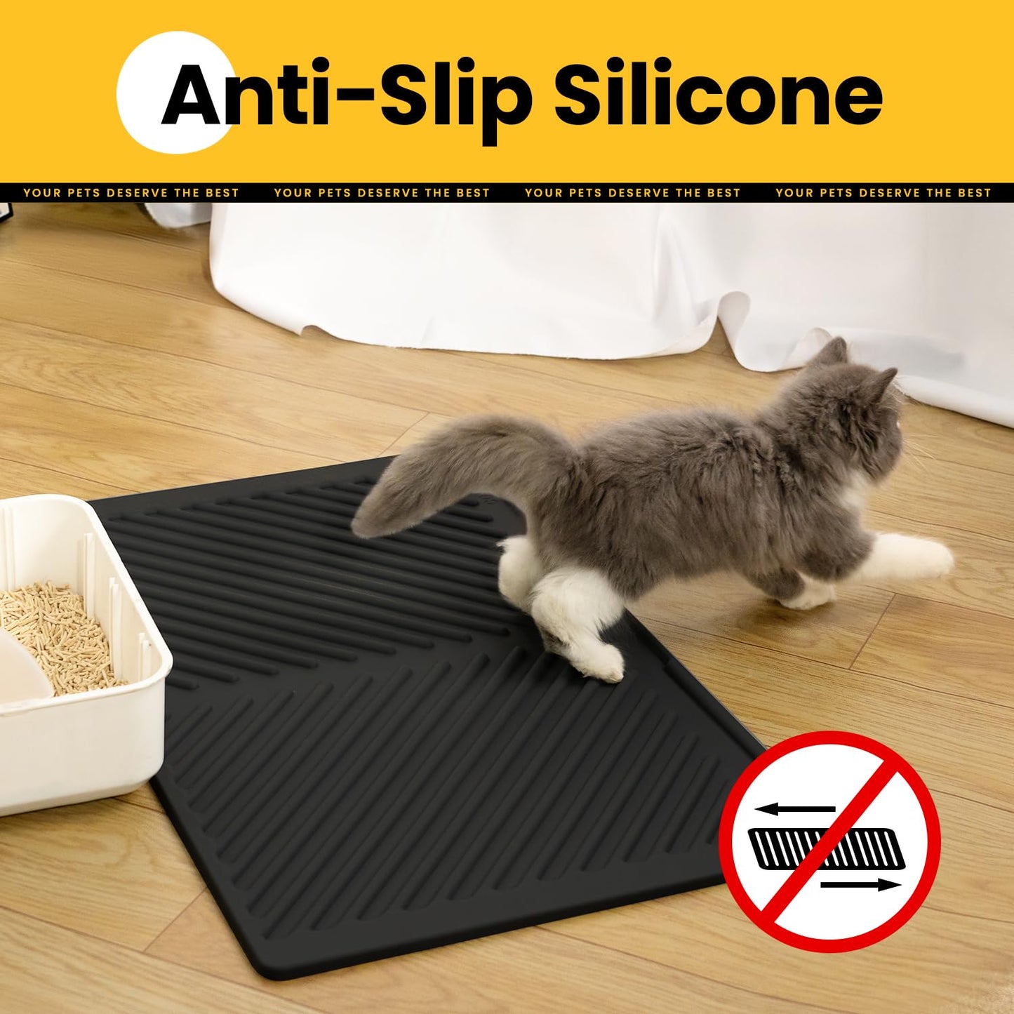 Single-Layer Silicone Cat Litter Mat – 24" x 15"