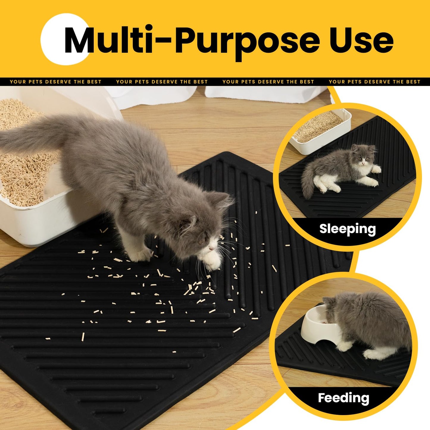 Single-Layer Silicone Cat Litter Mat – 24" x 15"