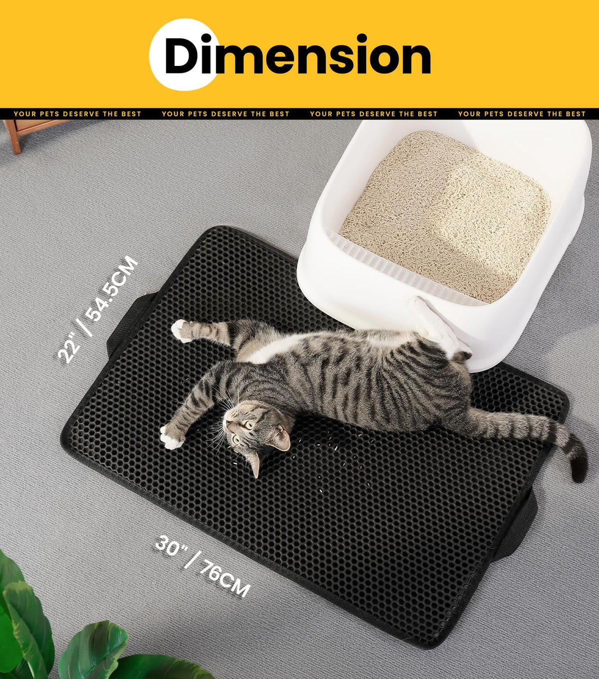 Honeycomb Double-Layer Cat Litter Trapping Mat – 30" x 22"