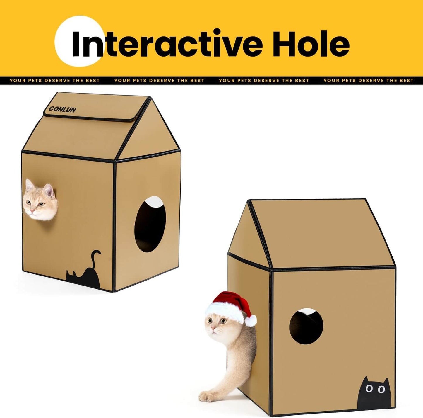 Cardboard Cat House with Scratch Pad & Catnip