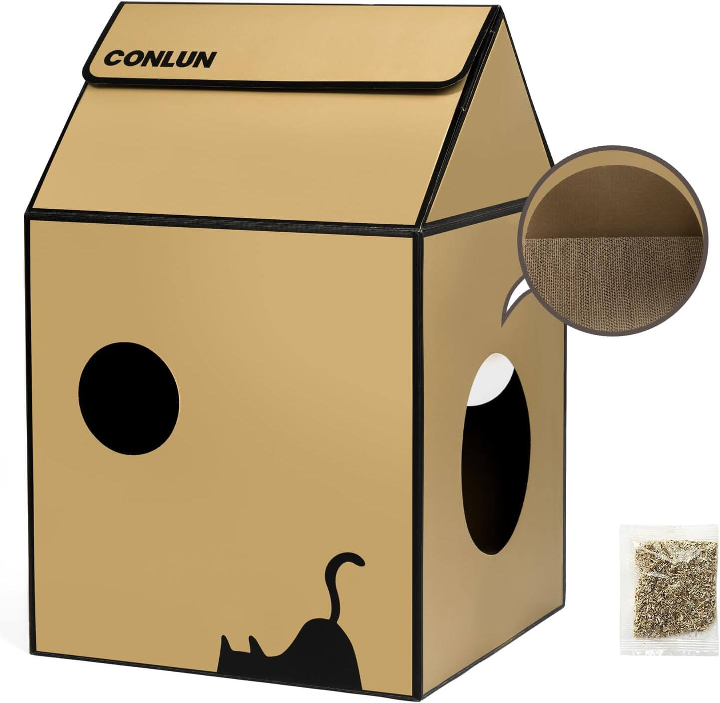 Cardboard Cat House with Scratch Pad & Catnip