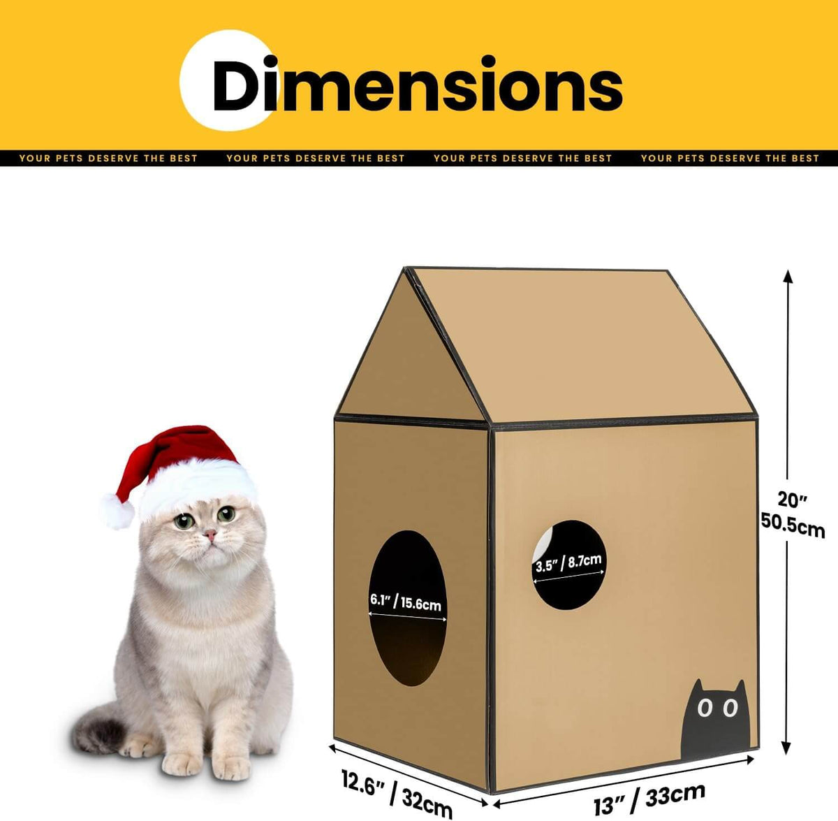 Cardboard Cat House with Scratch Pad & Catnip