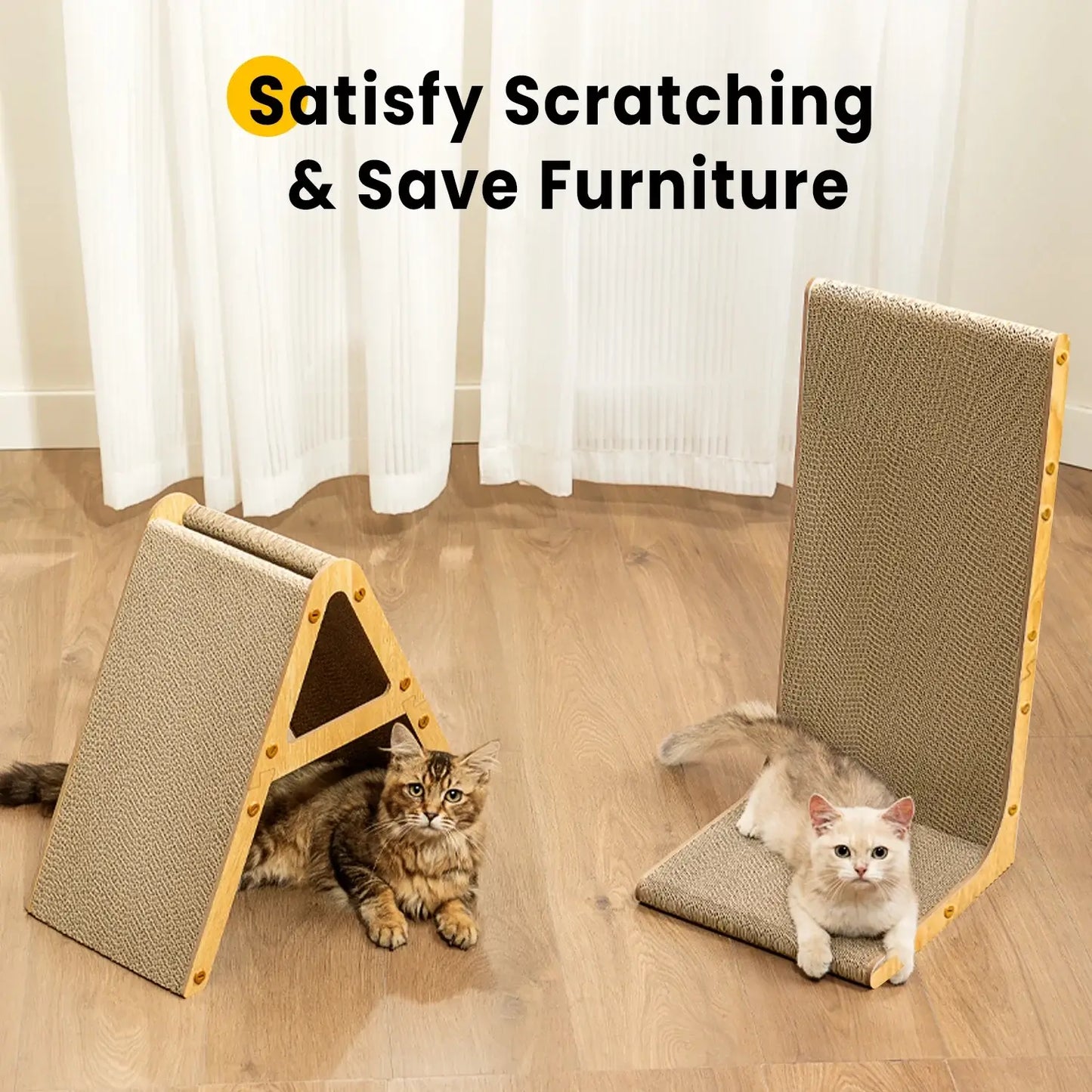 Cardboard Cat Scratcher – A-Frame & L-Shaped, Multiple Sizes