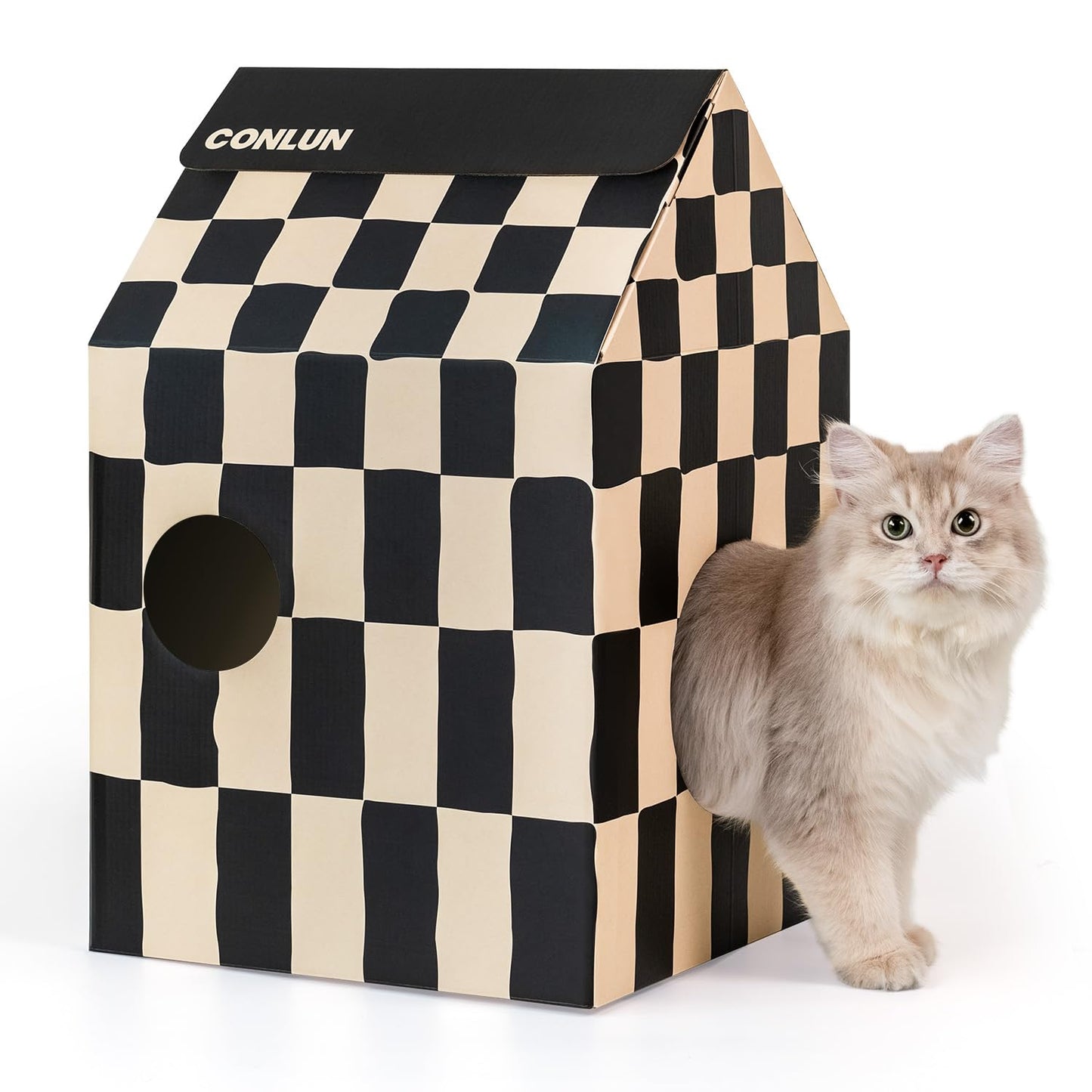 Cardboard Cat House with Scratch Pad & Catnip