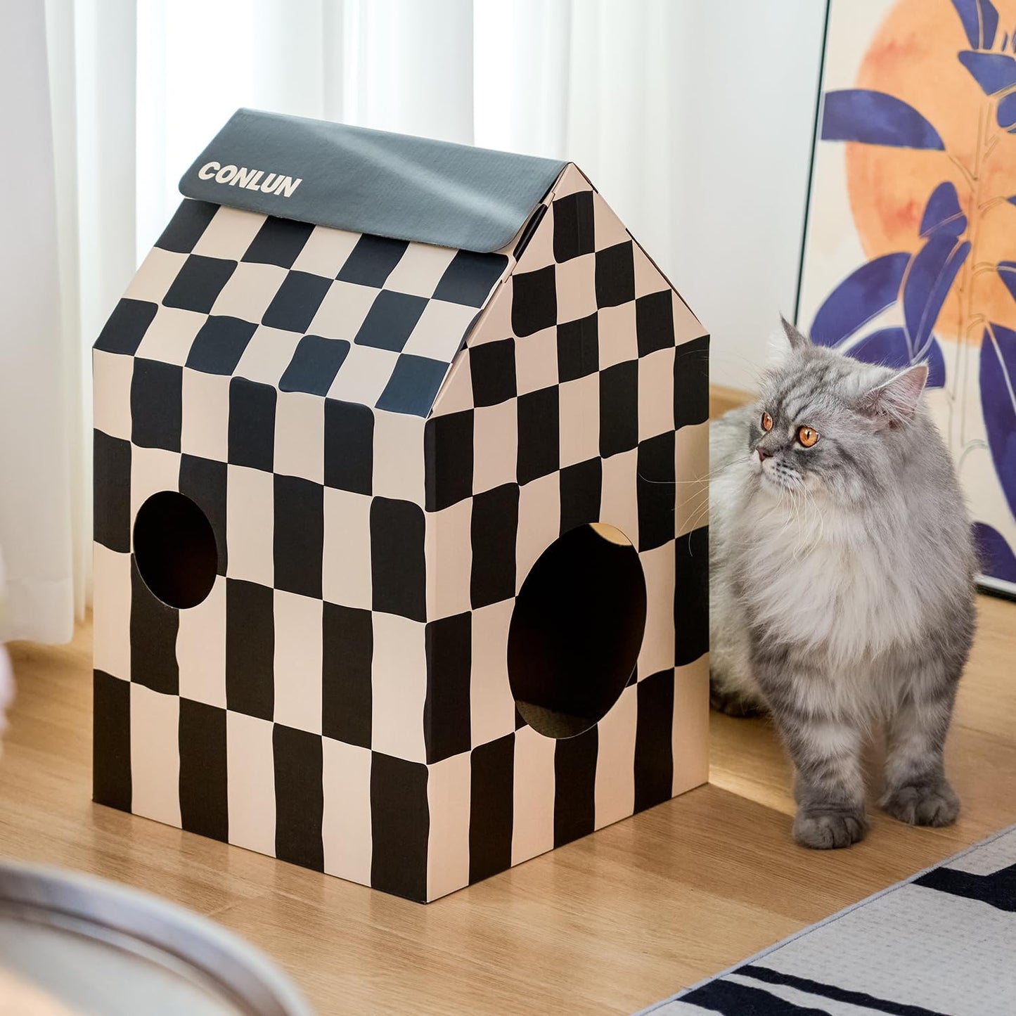 Cardboard Cat House with Scratch Pad & Catnip