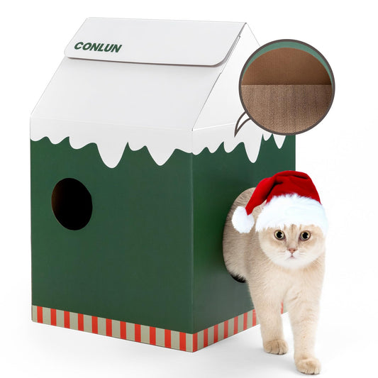 Cardboard Cat House with Scratch Pad & Catnip