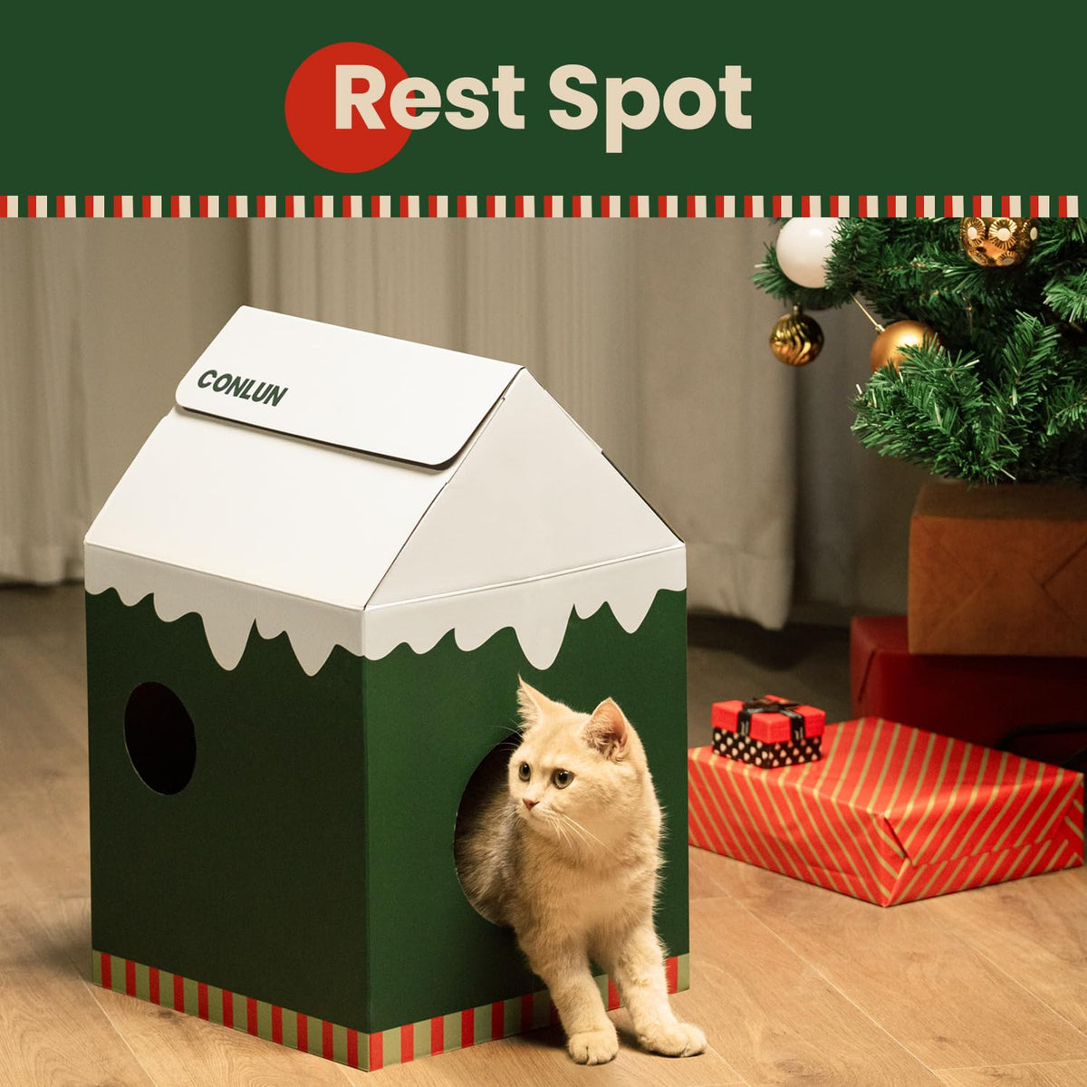 Cardboard Cat House with Scratch Pad & Catnip