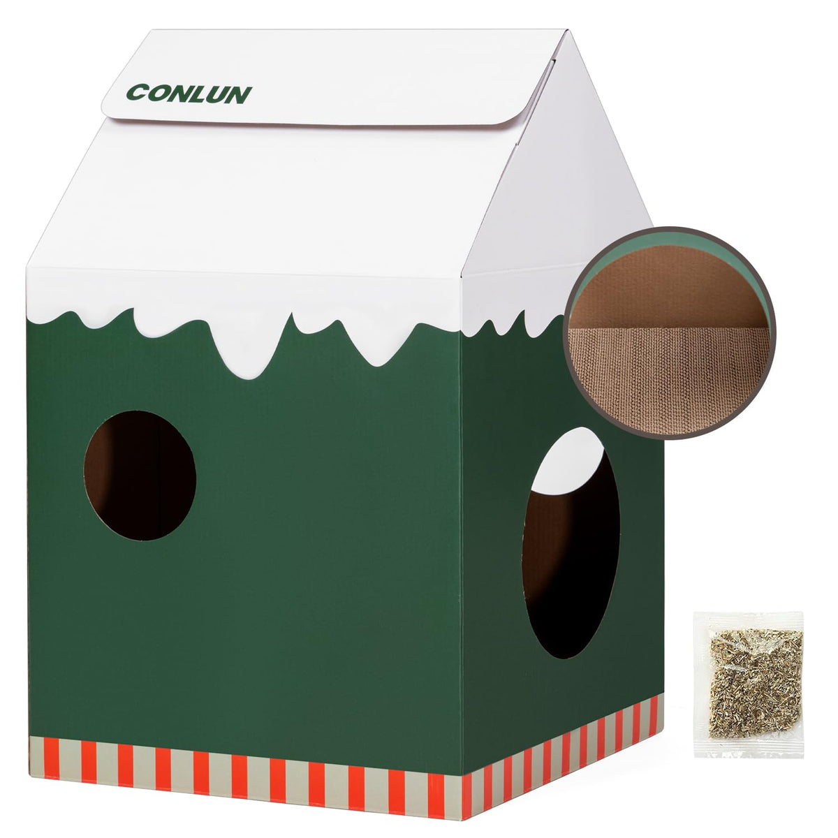 Cardboard Cat House with Scratch Pad & Catnip