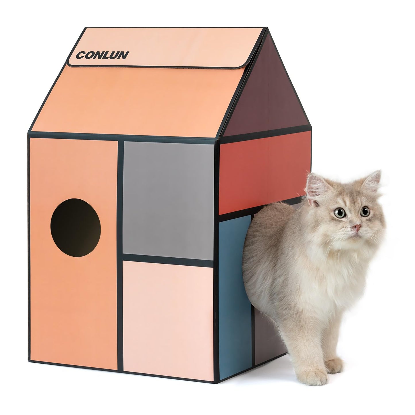 Cardboard Cat House with Scratch Pad & Catnip