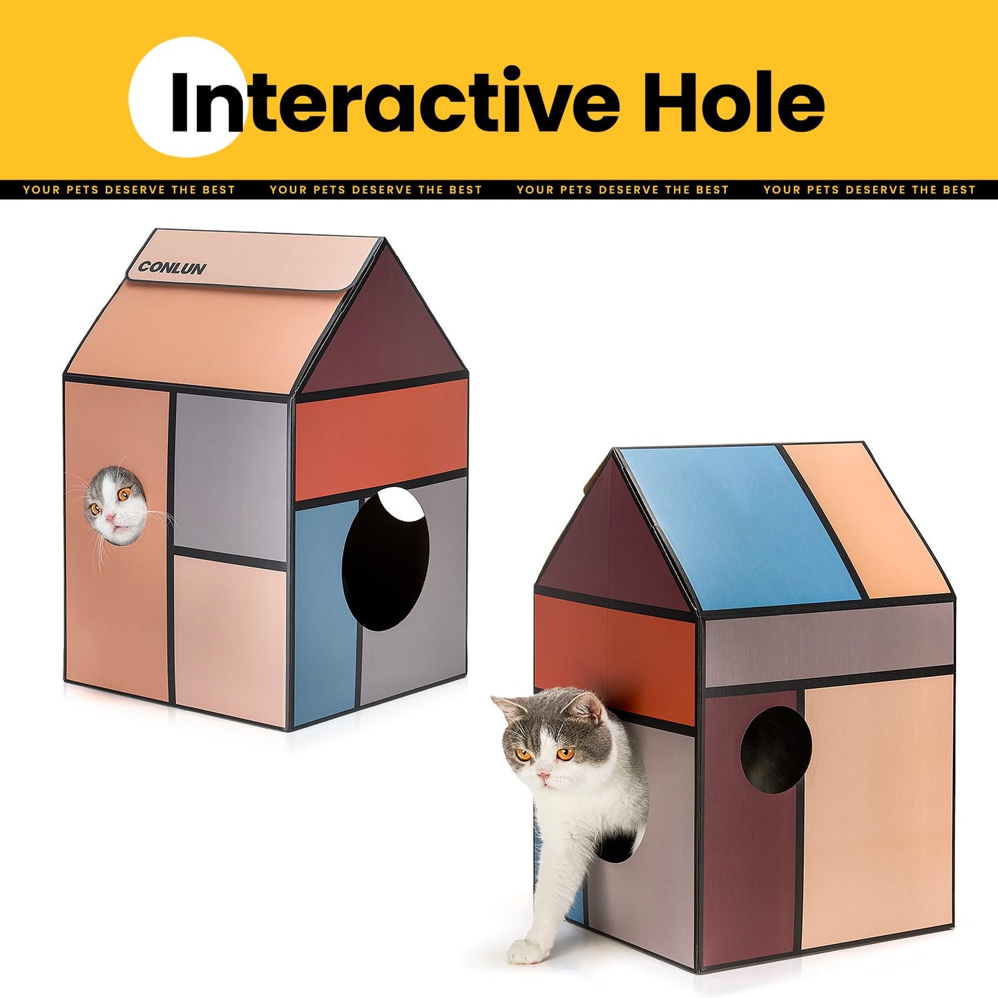 Cardboard Cat House with Scratch Pad & Catnip