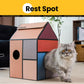 Cardboard Cat House with Scratch Pad & Catnip