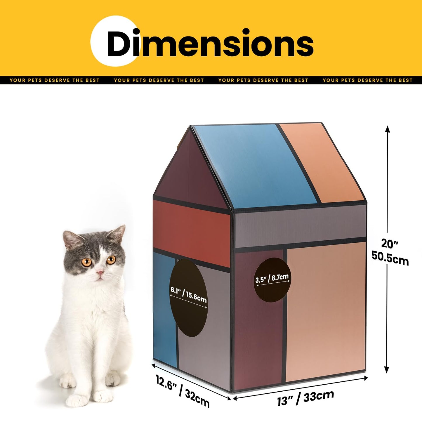 Cardboard Cat House with Scratch Pad & Catnip