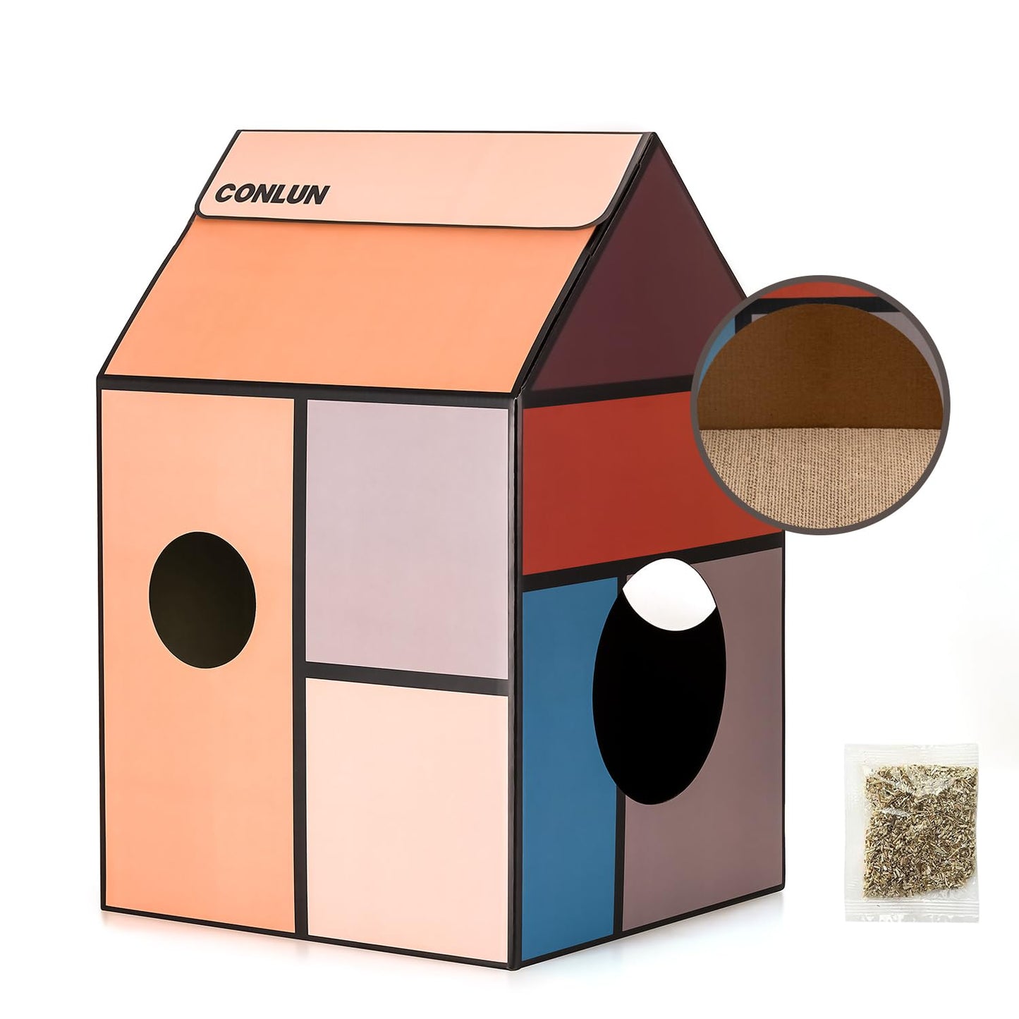 Cardboard Cat House with Scratch Pad & Catnip