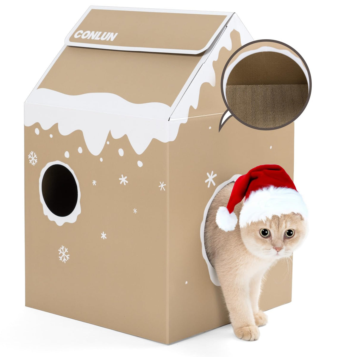 Cardboard Cat House with Scratch Pad & Catnip
