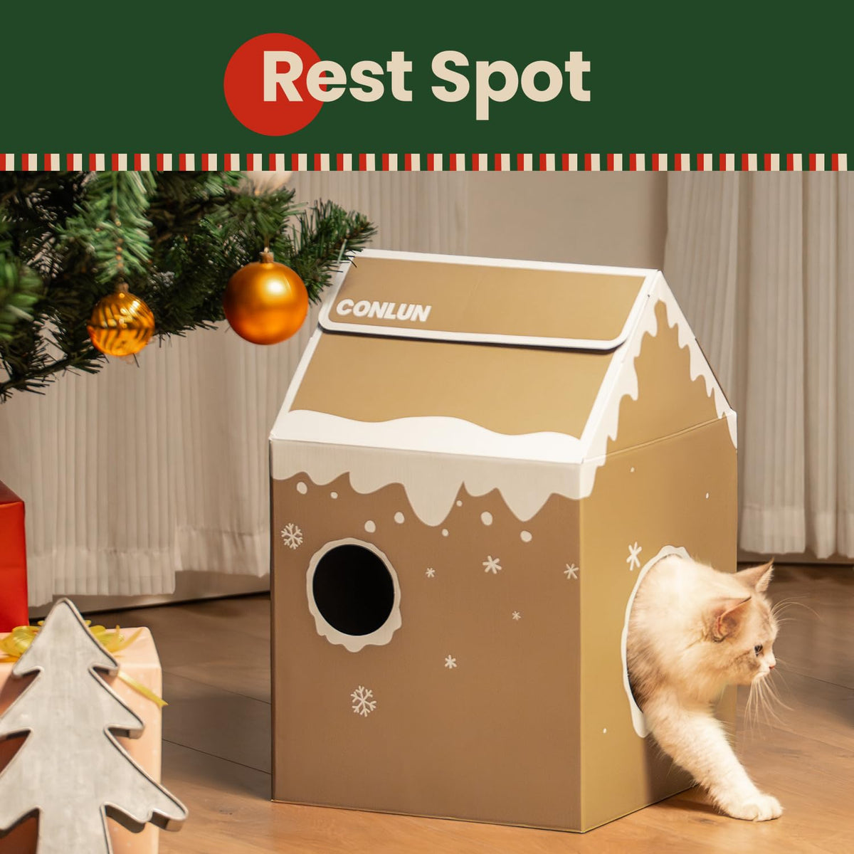 Cardboard Cat House with Scratch Pad & Catnip